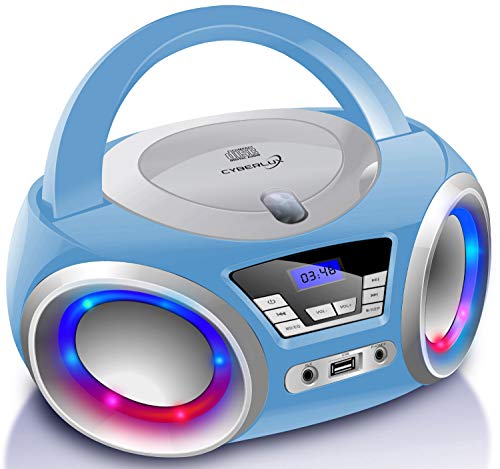 CD-Player mit LED-Beleuchtung | Kopfhöreranschluss | Tragbares Stereo Radio | Kinder Radio | Stereoanlage | USB | CD/MP3 Player | FM Radio | Kopfhöreranschluss | Aux In von Cyberlux