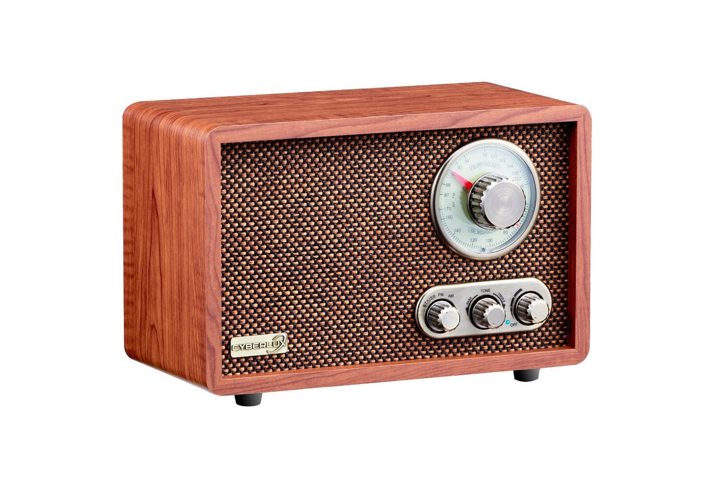 Cyberlux CL-3080 Küchen-Radio (FM-Tuner, 10 W, Retro-Radio, Bluetooth, USB-Eingang, Hochwertiges Holz im Retro Design) von Cyberlux