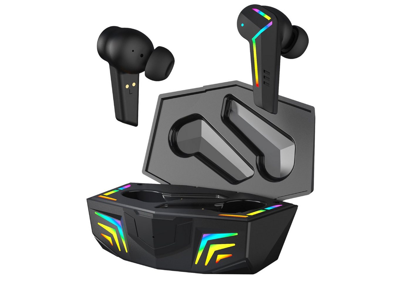 Cyberlux CL-3110 wireless In-Ear-Kopfhörer (Siri Sprachassistent kompatibel, Touch Control, RGB Gaming Beleuchtung, Freisprechfunktion, Google Assistant,Siri,Alexa, Bluetooth 5.0, RGB Gaming Beleuchtung,Google/Alexa/Siri kompatibel,150h Standby-Zeit) von Cyberlux