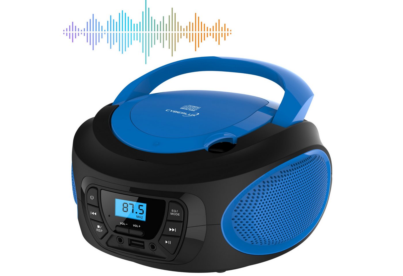 Cyberlux CL-610 tragbarer CD-Player (CD, Kinder CD Player tragbar, Boombox, Musikbox, FM Radio mit MP3 USB) von Cyberlux