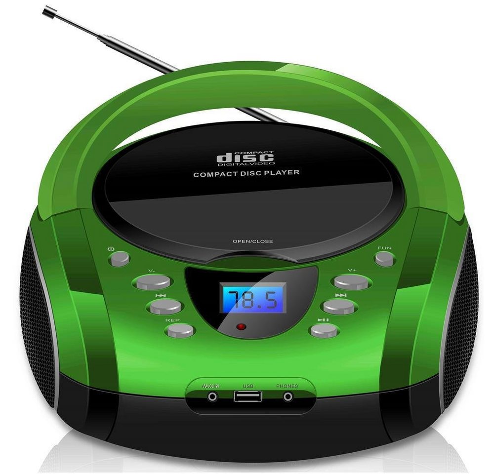 Cyberlux CL-700 tragbarer CD-Player (CD, Kinder CD Player tragbar, Boombox, Musikbox, FM Radio mit MP3 USB) von Cyberlux