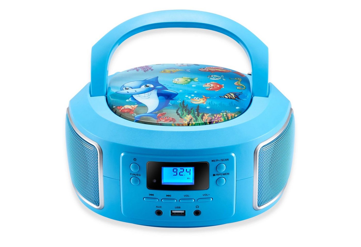Cyberlux CL-930 tragbarer CD-Player (CD, Kinder CD Player tragbar, Boombox, Musikbox, FM Radio mit MP3 USB) von Cyberlux