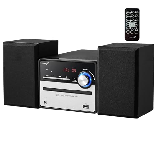 Retro HiFi Musikanlage | Stereoanlage | Kompaktanlage | USB | Line Out | CD/MP3 | FM Radio | 30 Speicherplätze | LED-Display | Kassettenspieler | Mini HiFi Anlage | Stereoanlage mit Boxen von Cyberlux