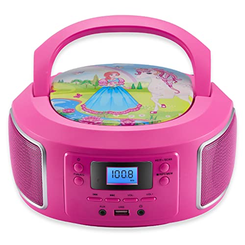 Tragbare Boombox | FM Radio | AUX-In | CD/CD-R | USB | Kopfhöreranschluss | Kompaktanlage | CD-Player | CD-Radio | Stereoanlage | Kinder Radio | Boombox von Cyberlux