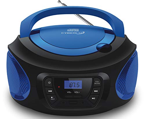 Tragbarer CD-Player | | CD/CD-R | USB | FM Radio | AUX-In | Kopfhöreranschluss | Kinder Radio | Boombox | CD-Radio | Stereoanlage | Kompaktanlage (Cobalt Blue) von Cyberlux