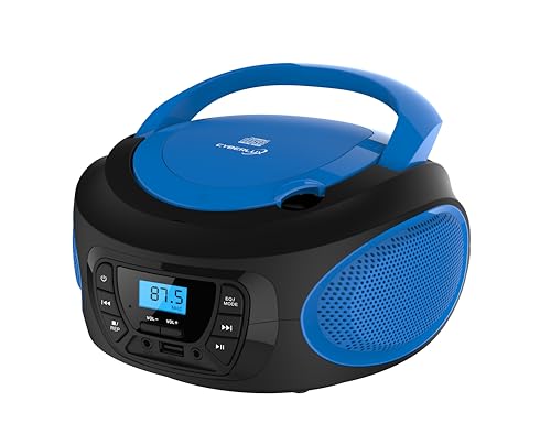 Tragbarer CD-Player | | CD/CD-R | USB | FM Radio | AUX-In | Kopfhöreranschluss | Kinder Radio | Boombox | CD-Radio | Stereoanlage | Kompaktanlage (Cobalt Blue) von Cyberlux