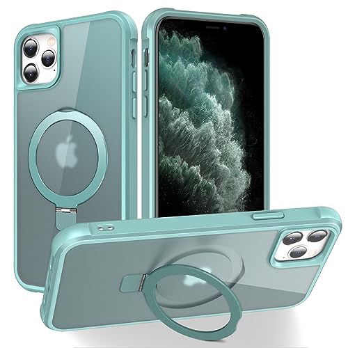 Cyberowl Kompatibel mit iPhone 11 Pro Max mit magnetischem, unsichtbarem Ring-Ständer, kompatibel mit MagSafe, leichte und durchscheinende, matte Rückseite, stoßfest, für Männer und Frauen, Grün von Cyberowl