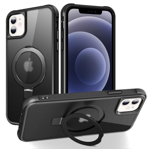 Cyberowl Kompatibel mit iPhone 14 Plus mit magnetischem, unsichtbarem Ring-Ständer, kompatibel mit MagSafe, leichte und durchscheinende, matte Rückseite, stoßfest, für Herren und Damen, Schwarz von Cyberowl