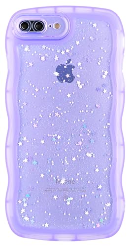 Cyberowl Kompatibel mit iPhone 16E, niedliches Kawaii-Glitzer, Rahmenform, weiches Silikon, stoßfest, Schutzhülle für Damen und Mädchen, Violett von Cyberowl