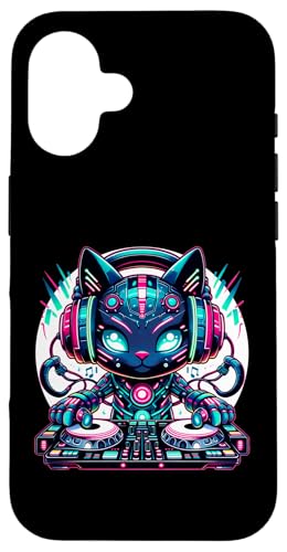 Cyberpunk DJ Katze mit Kopfhörern Musikliebhaber Hülle für iPhone 16 Cyberpunk DJ Katze mit Kopfhörern Musikliebhaber Hülle für iPhone 16 von Cyberpunk Dj Cat With Headphones Graphic