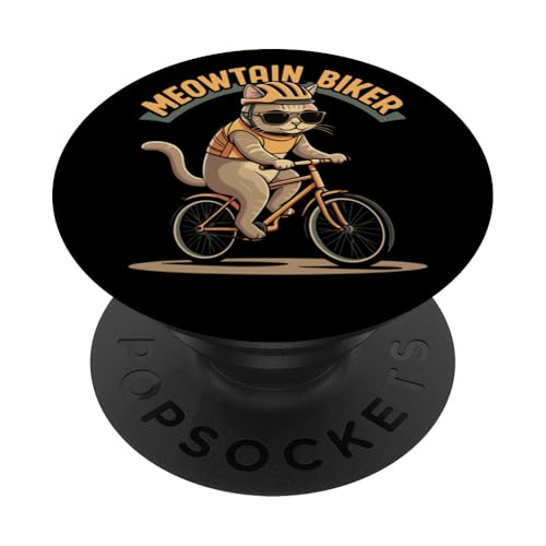 Meowtain Biker Cat MTB Funny Mountain Bike Rider Cyclist PopSockets Klebender PopGrip von CycleTees Brand