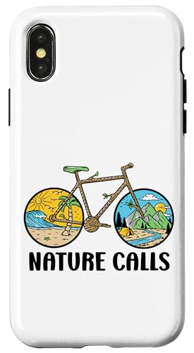Nature Calls MTB Mountain Bike Gravel Bicycle Riding Cycling Hülle für iPhone X/XS von CycleTees Brand
