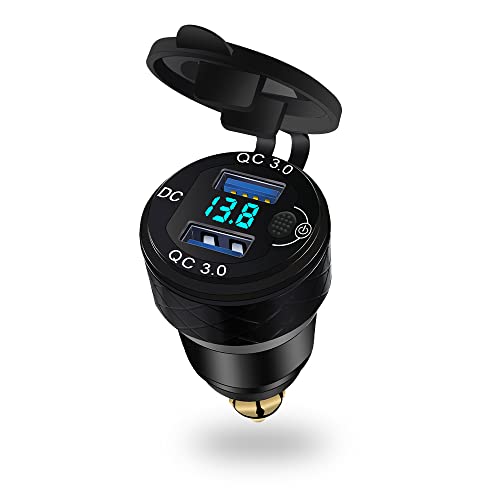 Motorrad Zigarettenanzünder-USB Ladegerät-Adapter für BMW Motorrad - QC 3.0 Doppelstecker USB Steckdose Ladegerät 12V, Schnell Handy Ladegerät, mit Schalter und Voltmeter von Cyeehxin