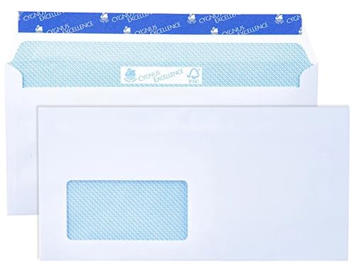Cygnus Excellence 50 Stk. CYGNUS Briefumschläge DIN C6/5 DL plus weißes Fenster, selbstklebend, 114 x 229 mm Cygnus Excellence 50 Stk. CYGNUS Briefumschläge DIN C6/5 DL plus weißes Fenster, selbstklebend, 114 x 229 mm von Cygnus Excellence
