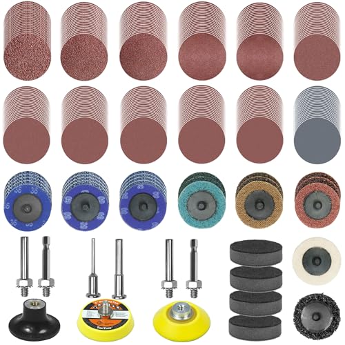 279-teiliges 50-mm-Schleifscheiben-Pad-Set mit 1/8-Zoll- und 1/4-Zoll-Schaft-Trägerplatte, verschiedene Schleifpads enthalten 36-3000er-Körnung zum Entfernen von Grat, Rost und Farbe von Cyleodo