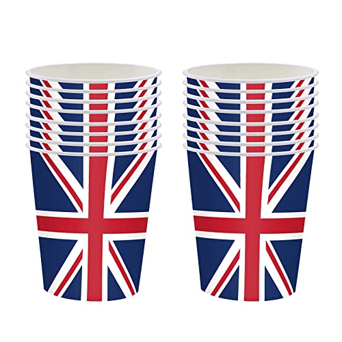 Union Jack Party Supplies, 2022 Großbritannien Flagge Teller Platin Jubiläum Königin Party Dekoration, Union Jack Dreieckige Wimpelkette + 16 Pappbecher for Grill, Kneipe, Straße, Bar, Party, Event Union Jack Party Supplies, 2022 Großbritannien Flagge Teller Platin Jubiläum Königin Party Dekoration, Union Jack Dreieckige Wimpelkette + 16 Pappbecher for Grill, Kneipe, Straße, Bar, Party, Event von Cymwer
