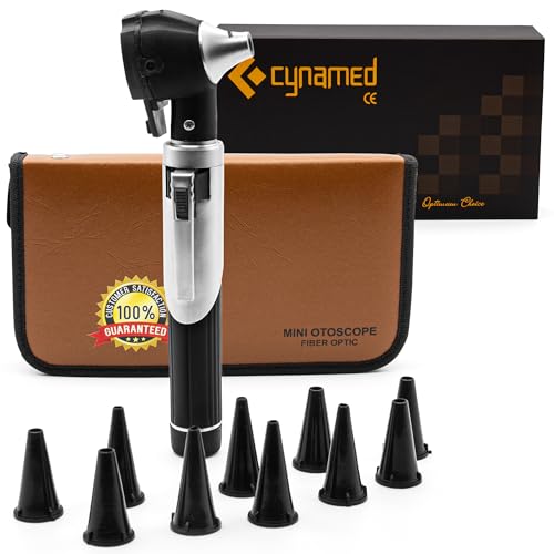 Cynamed Mini-Otoskop, tragbares Ohrlicht und Prüfungs-Set für den privaten und professionellen Gebrauch, 4-fache Vergrößerung, Glasfaserfernrohr mit Ersatzspitzen, Glühbirne und Tragetasche, Cynamed Mini-Otoskop, tragbares Ohrlicht und Prüfungs-Set für den privaten und professionellen Gebrauch, 4-fache Vergrößerung, Glasfaserfernrohr mit Ersatzspitzen, Glühbirne und Tragetasche, von Cynamed