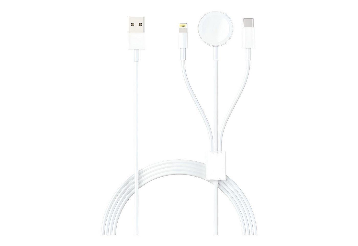 Cyoo 3-in-1 Apple Ladekabel, USB-C, Lightning, Watch Wireless Charger Smartphone-Kabel, USB, USB C, Lightning, Magnetische Fixierung (100 cm), Lightning Ladekabel, Kabellos Laden für Apple iPhone, Watch, iPad Pro von Cyoo