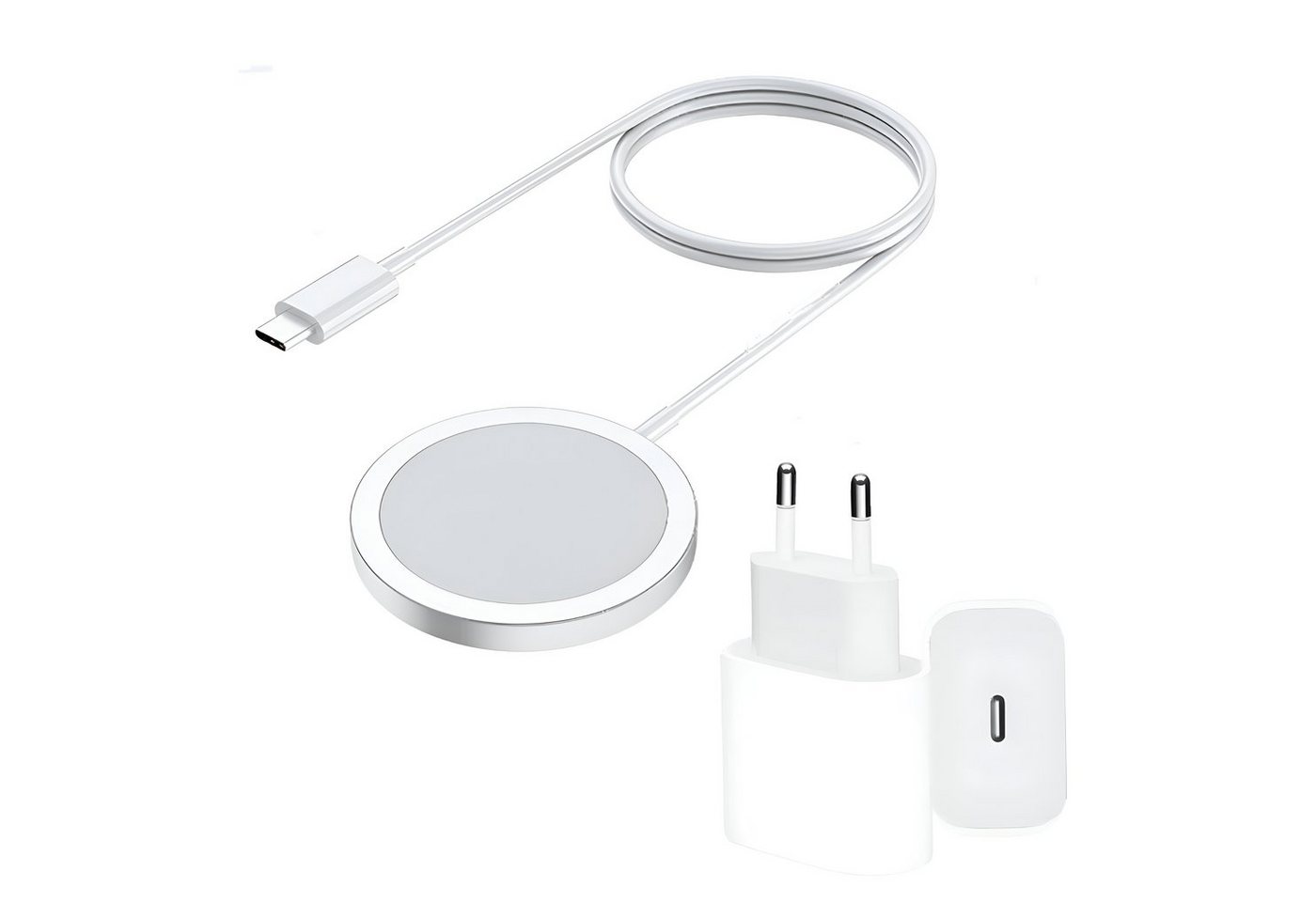 Cyoo Induktives 15 Watt Magnetisches Ladegerät MagSafe für Apple iPhone Induktions-Ladegerät (set, 2-tlg., 2, 20W Adapter Überhitzung Kurzschluss, Qi-zertifiziert Samsung Huawei) von Cyoo