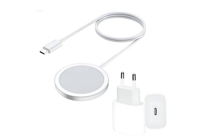 Cyoo Induktives 15 Watt Magnetisches Ladegerät MagSafe für Apple iPhone Induktions-Ladegerät (set, 2-tlg., 2, 20W Adapter Überhitzung Kurzschluss, Qi-zertifiziert Samsung Huawei) von Cyoo