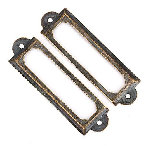 20 PCs Schranketikett, Metallbibliotheksbezeichnung Label Halter Vintage Style Names Card Frame DIY Retro Schubladen Schilder Regal Accessoire für Regale Fabric Bins (Bronze Color) von Cyrank