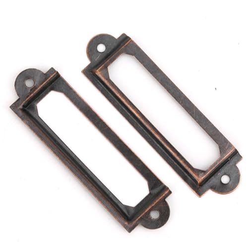 20 PCs Schranketikett, Metallbibliotheksbezeichnung Label Halter Vintage Style Names Card Frame DIY Retro Schubladen Schilder Regal Accessoire für Regale Fabric Bins (Reddish Bronze Color) von Cyrank
