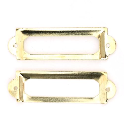 20 PCs Schranketikett, Metallbibliotheksbezeichnung Label Halter Vintage Style Names Card Frame DIY Retro Schubladen Schilder Regal Accessoire für Regale Fabric Bins (Yellow) von Cyrank