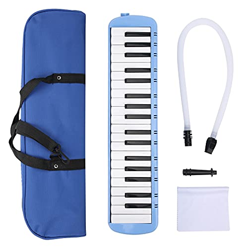 37 Tasten Melodica Instrument, Musikinstrument Air Piano Keyboard Pianica für Kinder Erwachsene Anfänger Berufstraining mit Tragetasche (Blau) von Cyrank