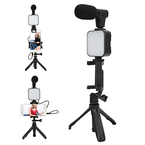 Cyrank Vlogging-Kit, Smartphone-Video-Kit Mit Leichtem Mikrofon, Stativ, Telefonhalter, Smartphone-Video-Vlogging-Mikrofon-Kit von Cyrank
