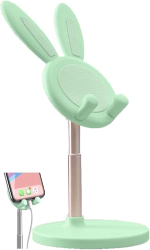 Handy-Ständer,justierbarer Bunny-Telefonständer für Schreibtisch Netter Kaninchen-Telefonhalter Büro-Telefonständer für Schreibtisch Tragbarer Telefon-Dock-Tabletten-Ständer für Telefontabletten(Grün) von Cyrank