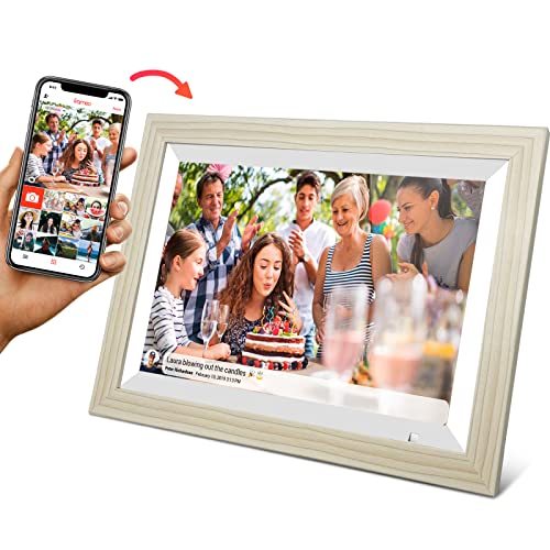 Cytem 10.1 Zoll Digitaler Bilderrahmen | WLAN mit FrameO Software | 32GB | Bewegungssensor | Automatische Bilddrehung |16:10 IPS Display 1280x800 | Touch-Screen | Altweiß Holzoptik von Cytem