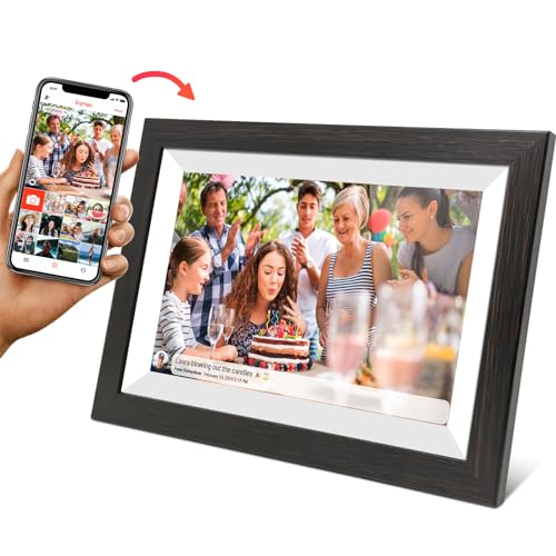 Cytem 10.1 Zoll Digitaler Bilderrahmen | WLAN mit FrameO Software | 32GB | Bewegungssensor | Automatische Bilddrehung |16:10 IPS Display 1280x800 | Touch-Screen | Dunkelbraun Holzoptik von Cytem