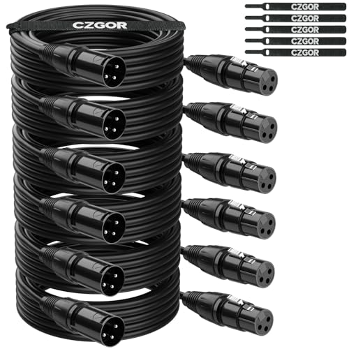 Czgor DMX-Kabel 5m 6 Stück, flexibles 3-poliges DMX-Kabel, XLR-Stecker auf Buchse, Beleuchtungsdrahtkabel für Bühnenbeleuchtung, Signal, XLR-Verbindung, Bühnenlichtkabel für Bühnenbeleuchtung Czgor DMX-Kabel 5m 6 Stück, flexibles 3-poliges DMX-Kabel, XLR-Stecker auf Buchse, Beleuchtungsdrahtkabel für Bühnenbeleuchtung, Signal, XLR-Verbindung, Bühnenlichtkabel für Bühnenbeleuchtung von Czgor