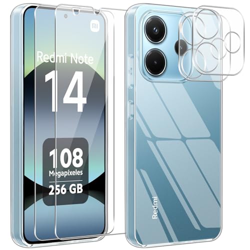 Czyoa Hülle für Xiaomi Redmi Note 14 4G Global Version（Nicht für 5G/4G EU Version）, Weich Klar TPU Schutzhülle mit 2 Stücke Schutzfolie + 2 Kameraschutz Displayschutzfolie - Transparent von Czyoa