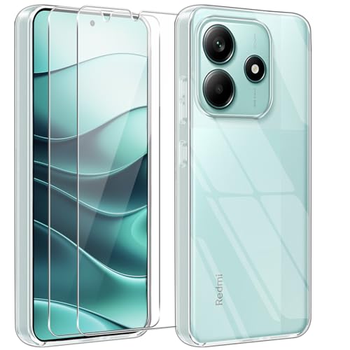 Czyoa Hülle für Xiaomi Redmi Note 14 5G（Nicht für 4G/Pro/Pro Plus）, Weich Klar TPU Schutzhülle mit 2 Stücke Schutzfolie für Redmi Note 14 5G - Transparent von Czyoa