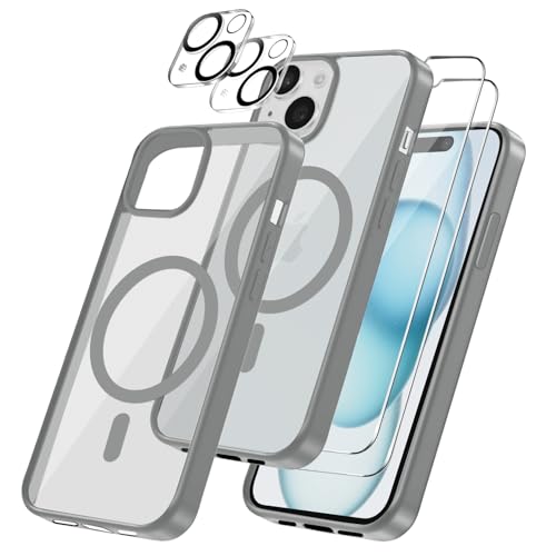 Czyoa für iPhone 15 Hülle, TPU Schutzhülle mit Magnetsicher mit 2 Stücke Schutzfolie + 2 Kameraschutz Displayschutzfolie für iPhone 15 6.1" - Titangrau Czyoa für iPhone 15 Hülle, TPU Schutzhülle mit Magnetsicher mit 2 Stücke Schutzfolie + 2 Kameraschutz Displayschutzfolie für iPhone 15 6.1" - Titangrau von Czyoa