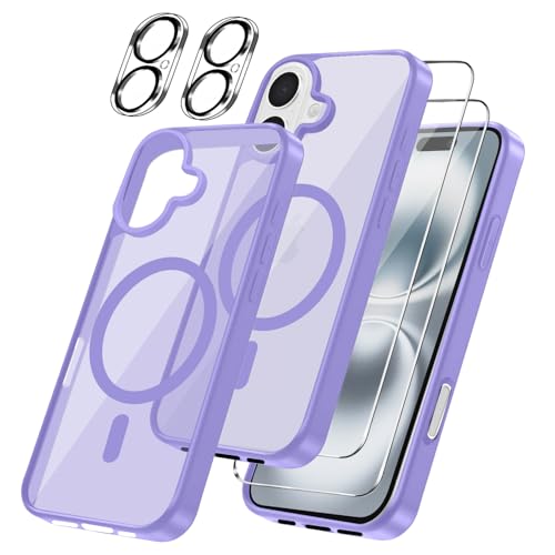 Czyoa für iPhone 16 Hülle, TPU Schutzhülle mit Magnetsicher mit 2 Stücke Schutzfolie + 2 Kameraschutz Displayschutzfolie für iPhone 16 6.1" - Hellviolett Czyoa für iPhone 16 Hülle, TPU Schutzhülle mit Magnetsicher mit 2 Stücke Schutzfolie + 2 Kameraschutz Displayschutzfolie für iPhone 16 6.1" - Hellviolett von Czyoa
