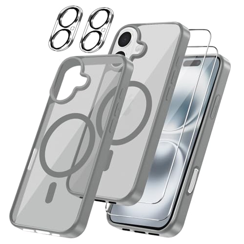 Czyoa für iPhone 16 Hülle, TPU Schutzhülle mit Magnetsicher mit 2 Stücke Schutzfolie + 2 Kameraschutz Displayschutzfolie für iPhone 16 6.1" - Titangrau Czyoa für iPhone 16 Hülle, TPU Schutzhülle mit Magnetsicher mit 2 Stücke Schutzfolie + 2 Kameraschutz Displayschutzfolie für iPhone 16 6.1" - Titangrau von Czyoa