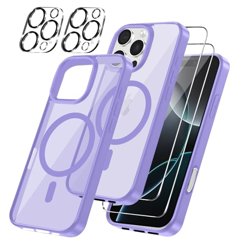 Czyoa für iPhone 16 Pro Hülle, TPU Schutzhülle mit Magnetsicher mit 2 Stücke Schutzfolie + 2 Kameraschutz Displayschutzfolie für iPhone 16 Pro 6.7" - Hellviolett Czyoa für iPhone 16 Pro Hülle, TPU Schutzhülle mit Magnetsicher mit 2 Stücke Schutzfolie + 2 Kameraschutz Displayschutzfolie für iPhone 16 Pro 6.7" - Hellviolett von Czyoa