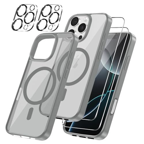 Czyoa für iPhone 16 Pro Hülle, TPU Schutzhülle mit Magnetsicher mit 2 Stücke Schutzfolie + 2 Kameraschutz Displayschutzfolie für iPhone 16 Pro 6.7" - Titangrau Czyoa für iPhone 16 Pro Hülle, TPU Schutzhülle mit Magnetsicher mit 2 Stücke Schutzfolie + 2 Kameraschutz Displayschutzfolie für iPhone 16 Pro 6.7" - Titangrau von Czyoa