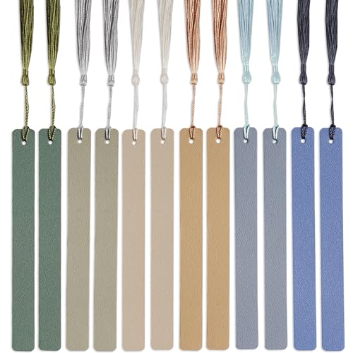 Czzmy 12 Stück Leder-Lesezeichen, klassisch genähtes Lesezeichen,Lesezeichen mit Lederseil,Seitenmarkierungen,Lesegeschenke für Männer und Frauen(12colors2) von Czzmy