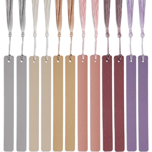 Czzmy 12 Stück Leder-Lesezeichen, klassisch genähtes Lesezeichen,Lesezeichen mit Lederseil,Seitenmarkierungen,Lesegeschenke für Männer und Frauen(12colors3) von Czzmy