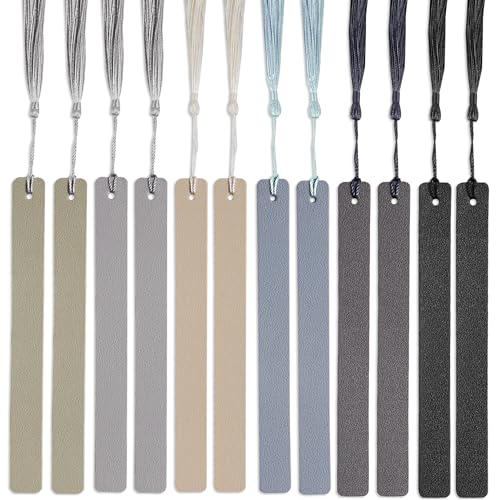 Czzmy 12 Stück Leder-Lesezeichen, klassisch genähtes Lesezeichen,Lesezeichen mit Lederseil,Seitenmarkierungen,Lesegeschenke für Männer und Frauen(12colors4) von Czzmy