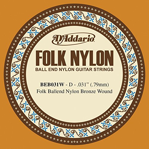 D'Addario BEB031W Einzelsaite Classical/Folk Guitar 80/20 Bronze 031W Ball End von D'Addario