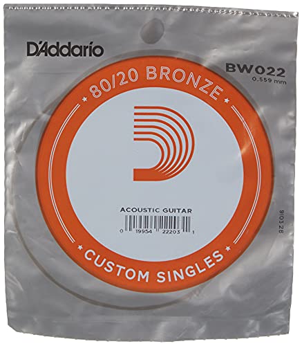 D'Addario BW022 Bronze Einzelsaite für Gitarre 0,056 cm (.022 Zoll) von D'Addario
