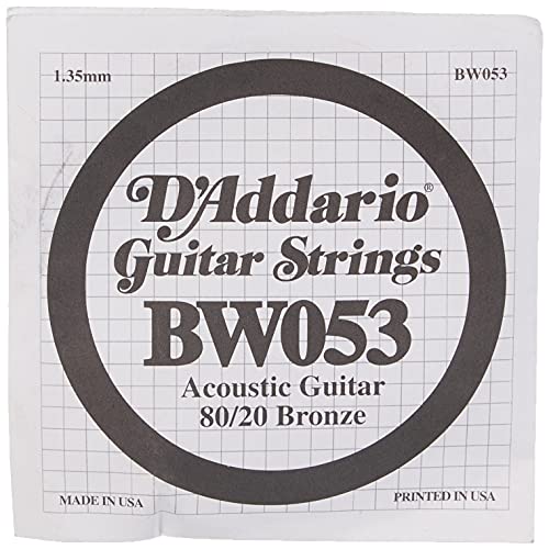 D'Addario BW053 Bronze Round Wound Einzelsaite für Gitarre 0,134 cm (.053 Zoll) von D'Addario