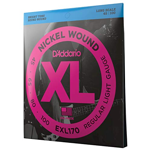 D'Addario E Bass Gitarrensaiten | Saiten E Bass | Bassgitarre Saiten | E Bass Strings | Bass Guitar Strings | EXL170 Satz Nickelsaiten für E-Bass 045' - 100' Long Scale von D'Addario