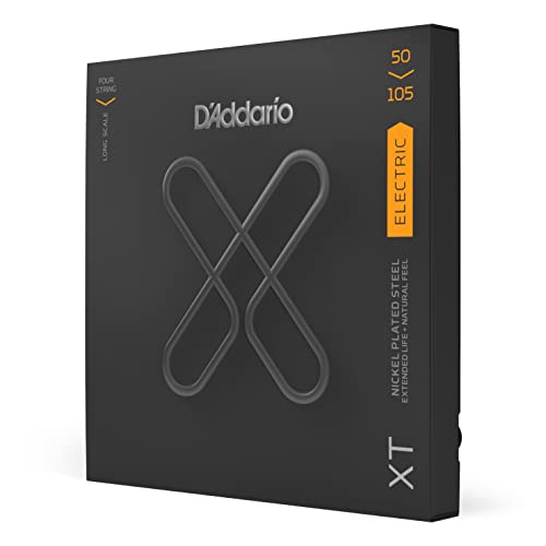 D'Addario E Bass Gitarrensaiten | Saiten E Bass | Bassgitarre Saiten | E Bass Strings | Bass Guitar Strings | XTB50105, vernickelte XT Stahlseite für Bässe Saiten, Medium, volle Größe, 50-105 von D'Addario