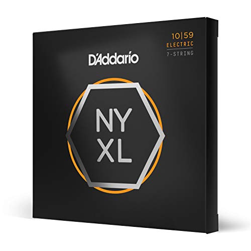 D'Addario E Gitarren Saiten | Gitarrensaiten E Gitarre | Premium Saiten 7-saitige E-Gitarre | DER BELIEBTESTEN SAITENMARKE | NYXL1059 | "New York" Stahl | Reg. Light (10-59) von D'Addario