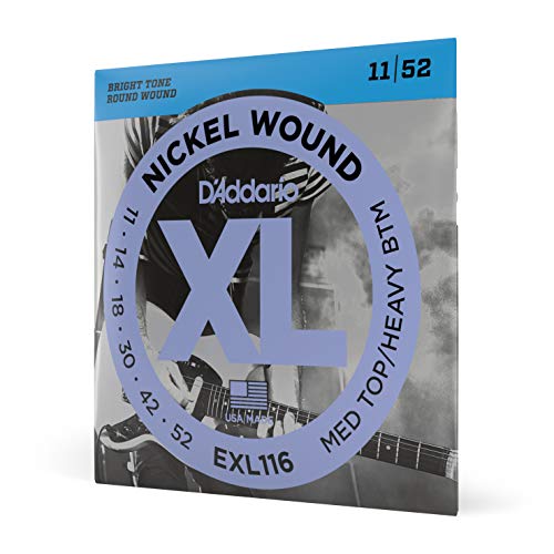 D'Addario EXL116 Nickel Wound Electric Guitar Strings, Medium Top/Heavy Bottom, 11-52 von D'Addario